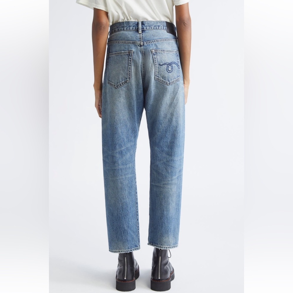 R13 Women's Straight Leg Distressed Jeans in Light Blue Wash - Picture 3 of 14